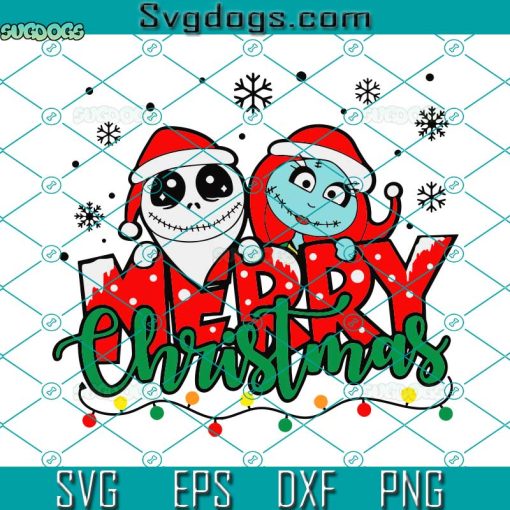 Jack And Sally Merry Christmas SVG, Nightmare Before Christmas SVG, Jack And Sally Santa SVG PNG DXF EPS