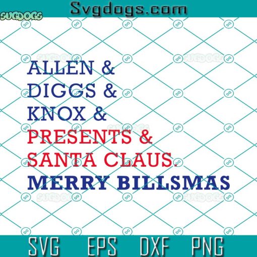 Buffalo Football Christmas SVG, Allen, Diggs, Knox, Merry Billsmas SVG, Celebrate Christmas Eve Football Christmas SVG PNG DXF EPS