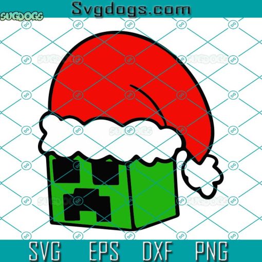 Minecraft Creeper Santa SVG, Christmas Minecraft SVG, Creeper With Sana Hat SVG PNG DXF EPS
