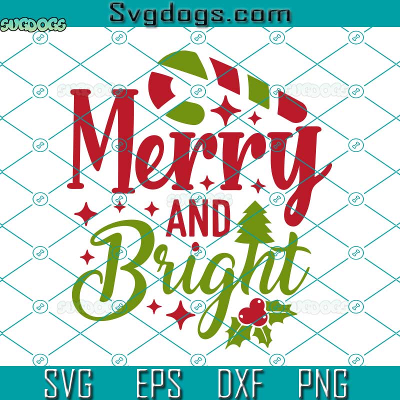 Merry And Bright SVG, Layered Christmas Wish SVG, Christmas Candy Cane SVG, Christmas Quote SVG DXF EPS PNG