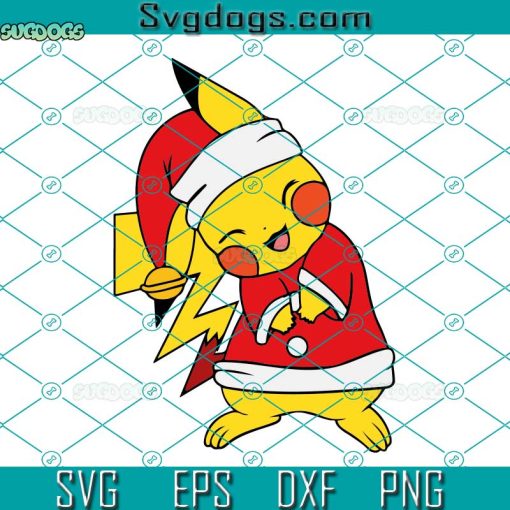 Pika Christmas SVG, Pikachu Santa SVG, Pika Santa Hat SVG, Pika Santa SVG DXF EPS PNG