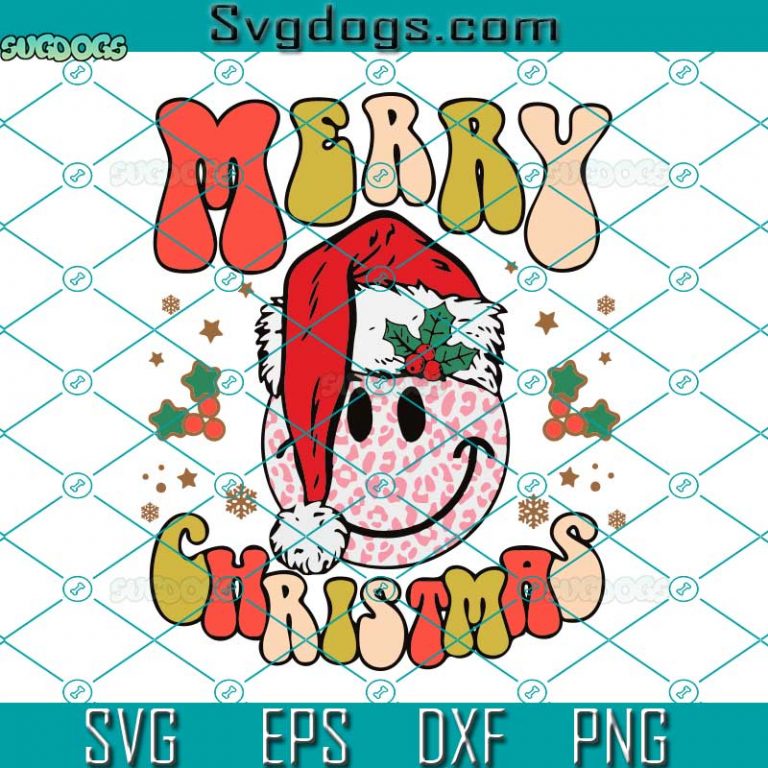 Merry Christmas Smiley Face SVG, Xmas Theme SVG, Smiley Face Merry