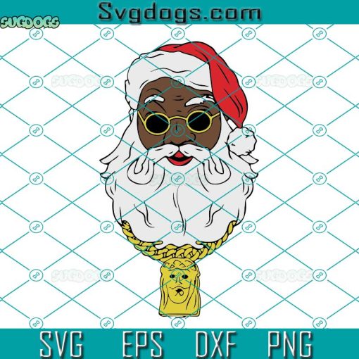 Black Santa With Chain African American SVG, Jesus Piece Culture Rap SVG, Santa Clause SVG PNG DXF EPS