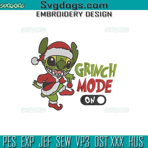 Stitch Grinch Santa Claus Embroidery Design File, Stitch Grinch Mode On Embroidery Design File