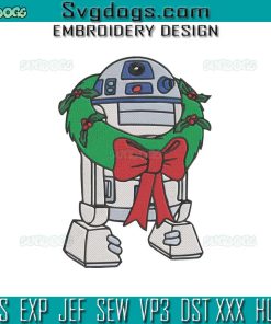 Star Wars Christmas Embroidery Design File, R2D2 Merry Christmas Embroidery Design File