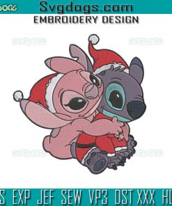 Christmas Stich And Angel Embroidery Design File, Stitch Love Angel Embroidery Design File