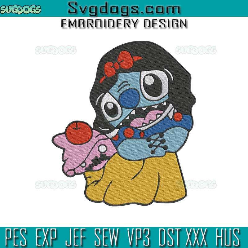 Stitch Snow White Embroidery Design File, Disney Princess Stitch Embroidery Design File