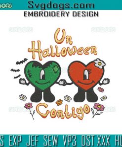 Un Halloween Contigo Embroidery Design File, Bad Bunny Halloween Embroidery Design File