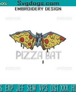 Pizza Bat Embroidery Design File, Bat Embroidery Design File