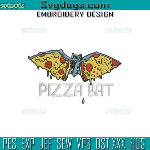 Pizza Bat Embroidery Design File, Bat Embroidery Design File