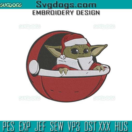 Baby Yoda Christmas Embroidery Design File, Baby Yoda Santa Hat Embroidery Design File