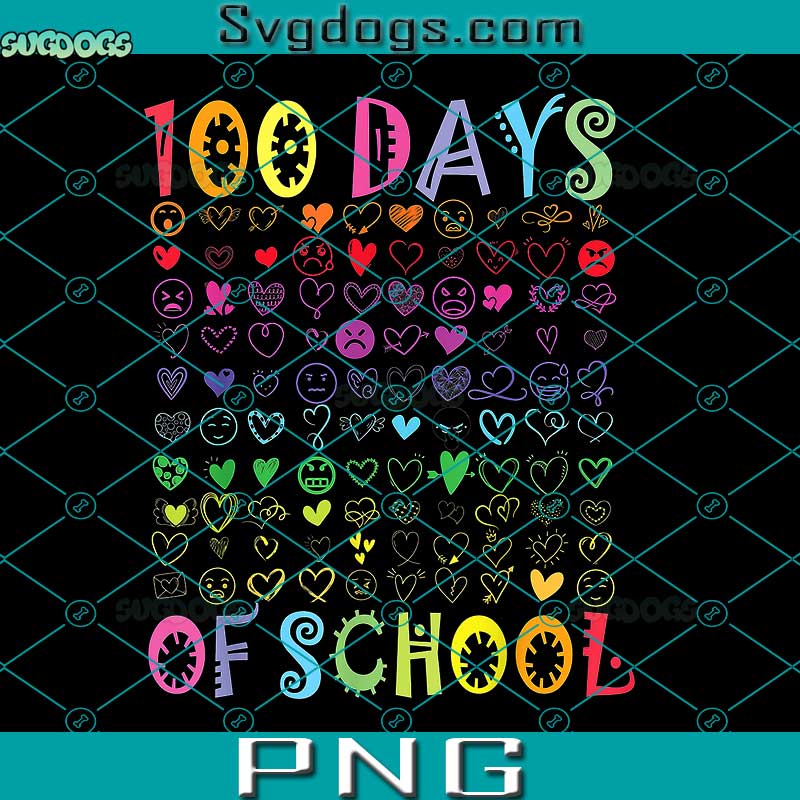 100 Days Of School PNG, Teacher PNG, Student Boy Girl 100 Hearts PNG, School Valentine PNG