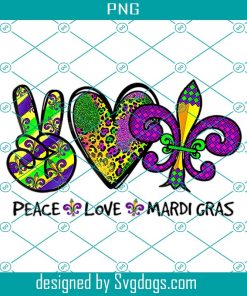 Peace Love Mardi Gras PNG, Purple Fleur De Is Lips Funny Mardi Gras Carnival PNG