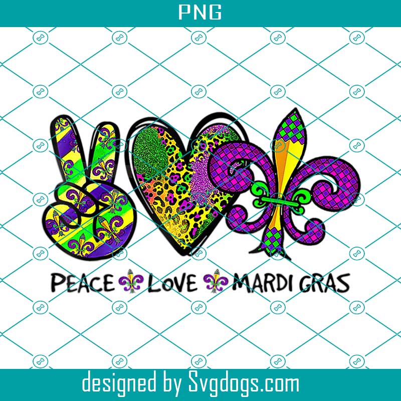 Peace Love Mardi Gras PNG, Purple Fleur De Is Lips Funny Mardi Gras Carnival PNG