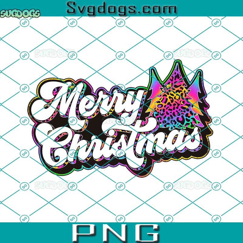 Merry Christmas Tie Dye Leopard Trees PNG, Christmas Tree Line Tie Dye Rainbow Leopard PNG, Christmas Tree PNG