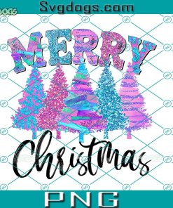 Merry Christmas Trees Colorful PNG, Christmas Tree PNG, Christmas Sublimation PNG