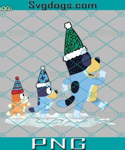 Bluey Christmas PNG, Bluey Santa Clause Hat PNG, Bluey Family Christmas PNG