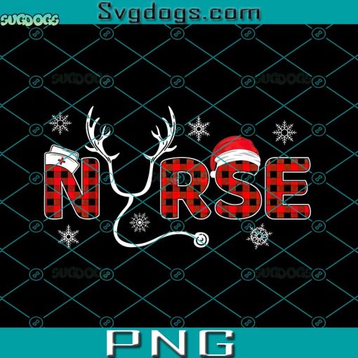 Christmas Nurse Buffalo Plaid PNG, Christmas Nursing PNG, Healthcare PNG