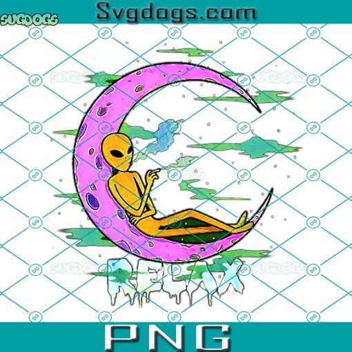 Alien Smoking Relax PNG, Alien Smoking Weed High Moon PNG, Cannnabis PNG