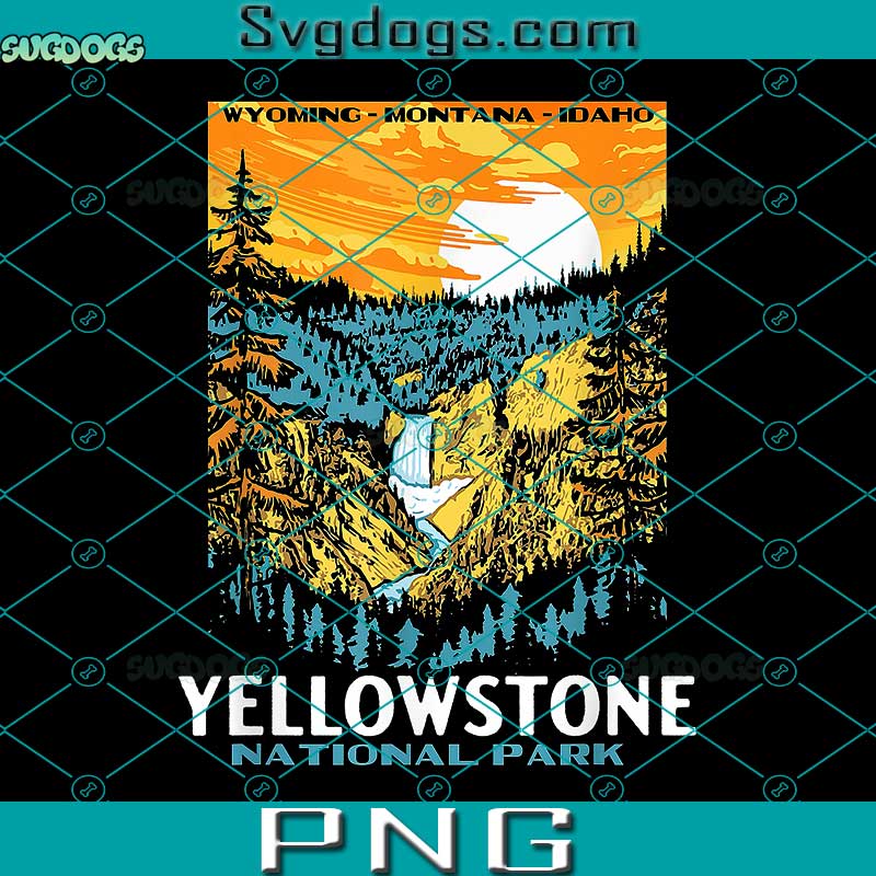 Yellowstone National Park PNG, WPA Style Lower Falls PNG