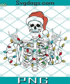 Santa Rocker Skeleton PNG, Rock Christmas PNG, Skeletons Christmas PNG, Skeleton Lights PNG