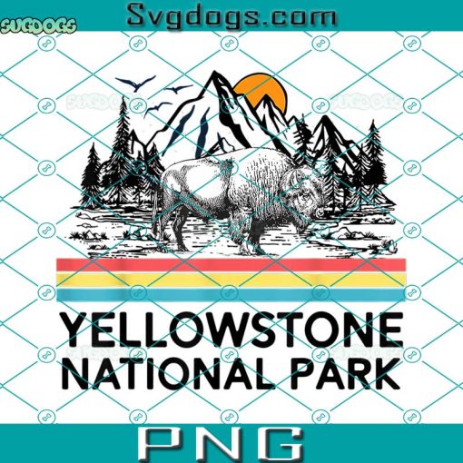 Yellowstone National Park PNG, Retro Mountains PNG