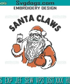 Santa Claws Beer Embroidery Design File, Beer White Claw Embroidery Design File