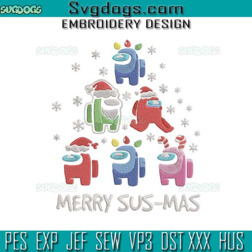 Among Us Santa Merry Sus Mas Christmas Embroidery Design File, Christmas Among Us Embroidery Design File