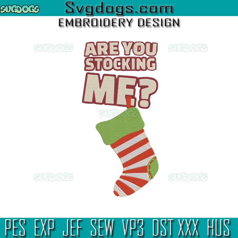 Are You Stocking Me Embroidery Design File, Christmas Stock Embroidery Design File