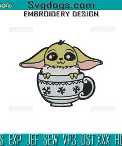 Christmas Baby Alien Embroidery Design File, Baby Yoda Santa Embroidery Design File