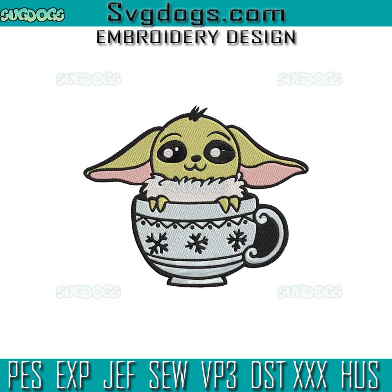 Christmas Baby Alien Embroidery Design File, Baby Yoda Santa Embroidery Design File
