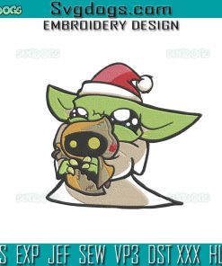 Baby Yoda Christmas Embroidery Design File, Baby Yoda Santa Hat Embroidery Design File