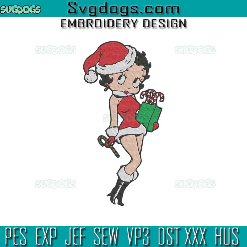 Betty Boop Santa Embroidery Design File, Christmas Betty Boop Embroidery Design File