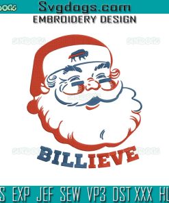 Buffalo Bills Billieve Christmas Crewneck Embroidery Design File, Billieve Santa Embroidery Design File