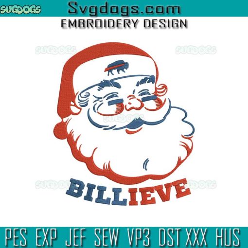Buffalo Bills Billieve Christmas Crewneck Embroidery Design File, Billieve Santa Embroidery Design File