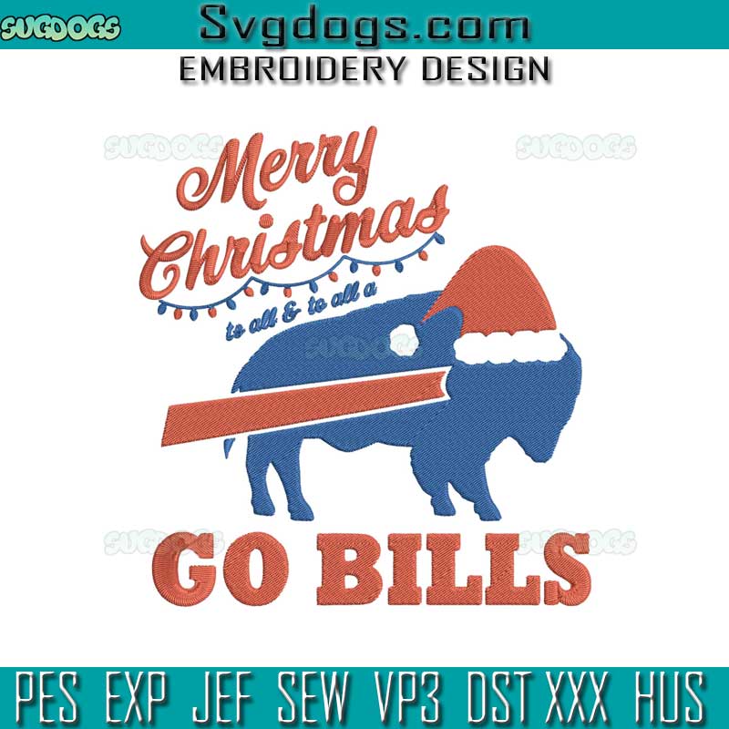 Merry Christmas Go Bills Embroidery Design File, Buffalo Football