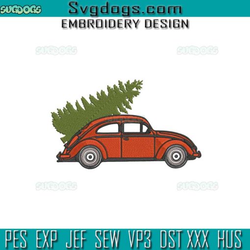 Christmas Car Tree Embroidery Design File, Christmas Bug Embroidery Design File