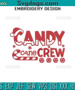 Candy Cane Crew Embroidery Design File, Christmas Candy Cane Embroidery Design File