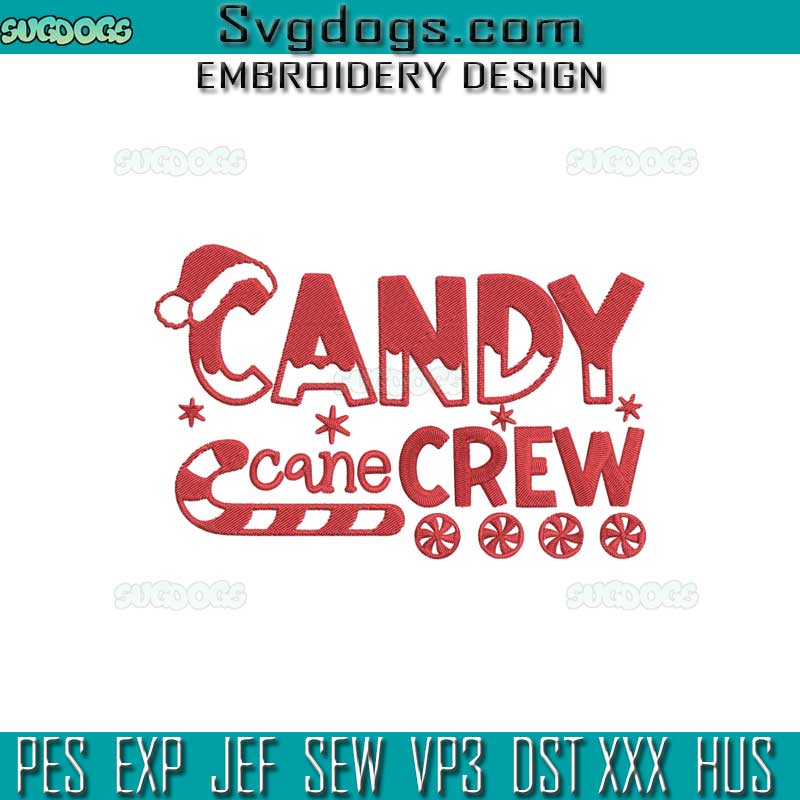 Candy Cane Crew Embroidery Design File, Christmas Candy Cane Embroidery Design File