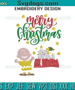 Christmas Snoopy Dog Embroidery Design File, Charlie Brown Christmas Snoopy Dog House Lights Embroidery Design File