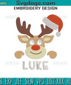 Christmas Boy Reindeer Embroidery Design File, Luke Reindeer Santa Embroidery Design File