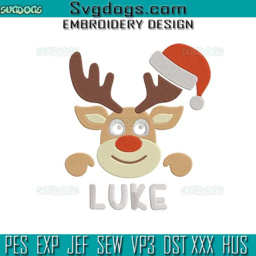 Christmas Boy Reindeer Embroidery Design File, Luke Reindeer Santa Embroidery Design File