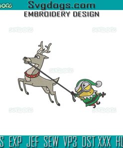 Christmas Reindeer Minion Embroidery Design File, Santa Minion Embroidery Design File