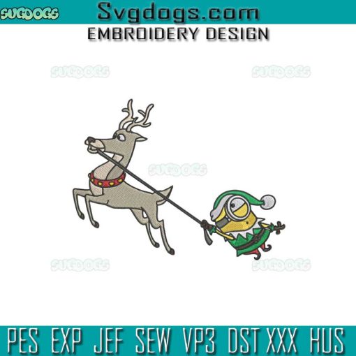 Christmas Reindeer Minion Embroidery Design File, Santa Minion Embroidery Design File