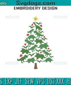 Dinosaur Christmas Tree Embroidery Design File, Tree Rex Embroidery Design File