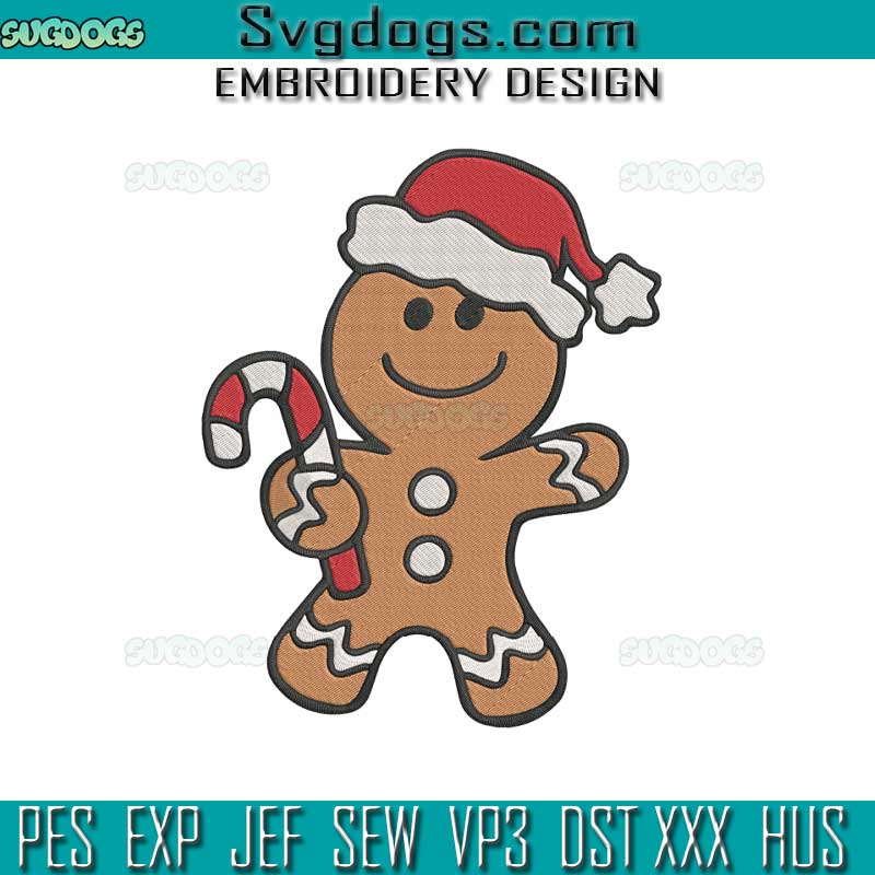 Christmas Gingerbread Man Embroidery Design File, Gingerbread Santa Embroidery Design File