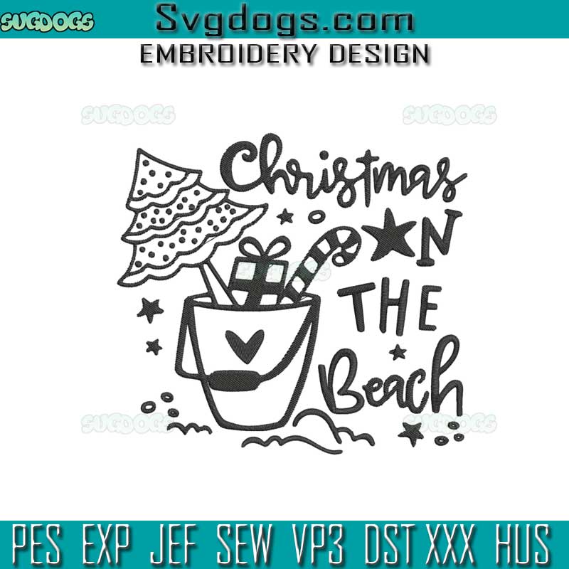 Christmas On The Beach Embroidery Design File, Christmas Quote Embroidery Design File