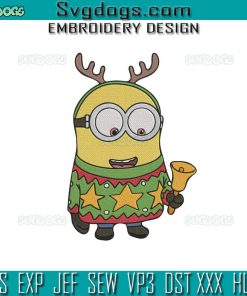 Christmas Reindeer Minions Embroidery Design File, Minions Christmas Embroidery Design File