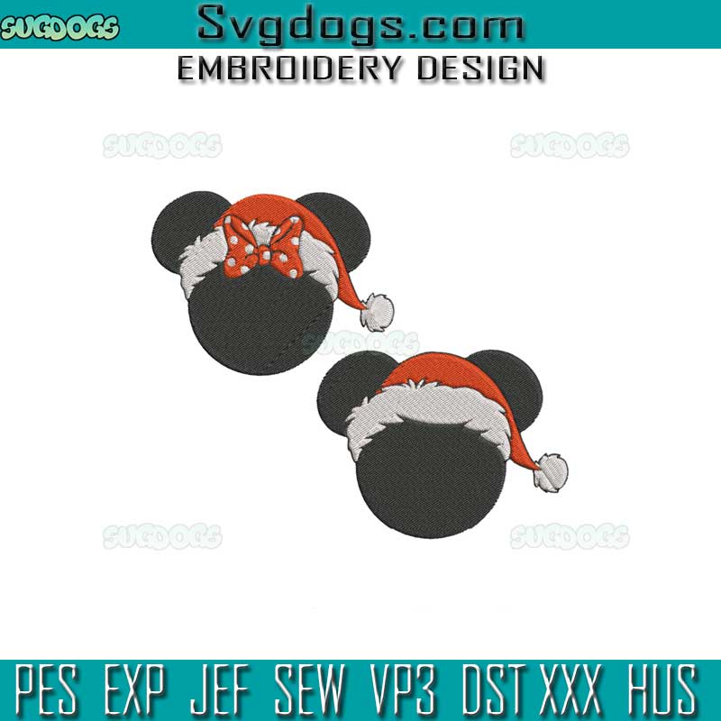 Christmas Santa Mickey And Minnie Embroidery Design File, Christmas Disney Embroidery Design File