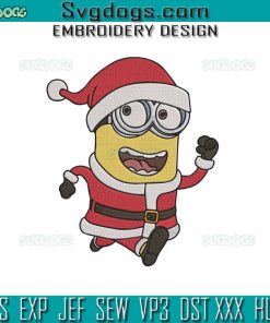 Santa Minion Embroidery Design File, Christmas Season Minion Embroidery Design File